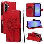 Custodia per telefono in pelle con motivo in rilievo albero e gatto, For Samsung Galaxy A57 5G, For Samsung Galaxy A37 5G
