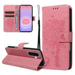 Custodia per telefono in pelle con motivo in rilievo albero e gatto, For Galaxy A27 5G, For Samsung Galaxy A07 5G