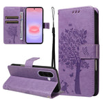 Custodia per telefono in pelle con motivo in rilievo albero e gatto, For Galaxy A27 5G, For Samsung Galaxy A07 5G