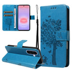 Custodia per telefono in pelle con motivo in rilievo albero e gatto, For Galaxy A27 5G, For Samsung Galaxy A07 5G