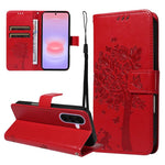Custodia per telefono in pelle con motivo in rilievo albero e gatto, For Galaxy A27 5G, For Samsung Galaxy A07 5G