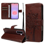 Custodia per telefono in pelle con motivo in rilievo albero e gatto, For Galaxy A27 5G, For Samsung Galaxy A07 5G