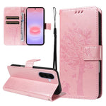 Custodia per telefono in pelle con motivo in rilievo albero e gatto, For Galaxy A27 5G, For Samsung Galaxy A07 5G