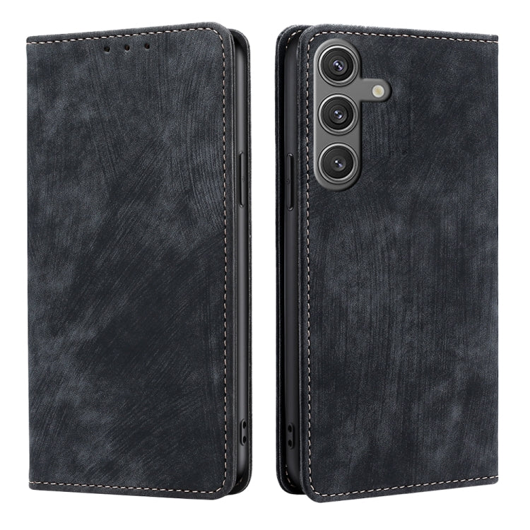 Custodia per telefono in pelle magnetica con spazzola antifurto RFID, For Samsung Galaxy S26+ 5G, For Samsung Galaxy S26 Ultra 5G, For Samsung Galaxy S26 5G, For Samsung Galaxy S25 5G