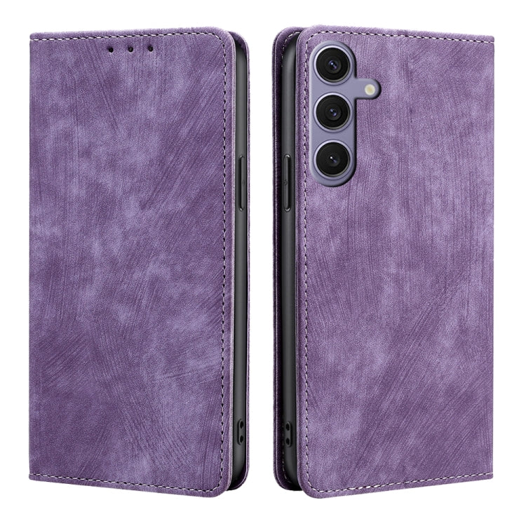 Custodia per telefono in pelle magnetica con spazzola antifurto RFID, For Samsung Galaxy S25+ 5G, For Samsung Galaxy S25 Ultra 5G