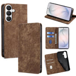Custodia per telefono in pelle magnetica con spazzola antifurto RFID, For Samsung Galaxy S26+ 5G, For Samsung Galaxy S26 Ultra 5G, For Samsung Galaxy S26 5G, For Samsung Galaxy S25 5G