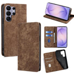 Custodia per telefono in pelle magnetica con spazzola antifurto RFID, For Samsung Galaxy S26+ 5G, For Samsung Galaxy S26 Ultra 5G, For Samsung Galaxy S26 5G, For Samsung Galaxy S25 5G