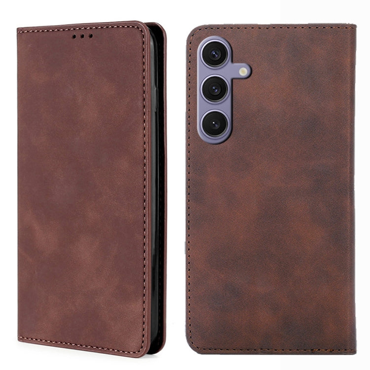 Custodia magnetica in pelle per telefono Skin Feel, For Samsung Galaxy S25+ 5G, For Samsung Galaxy S25 Ultra 5G