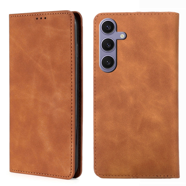 Custodia magnetica in pelle per telefono Skin Feel, For Samsung Galaxy S25+ 5G, For Samsung Galaxy S25 Ultra 5G