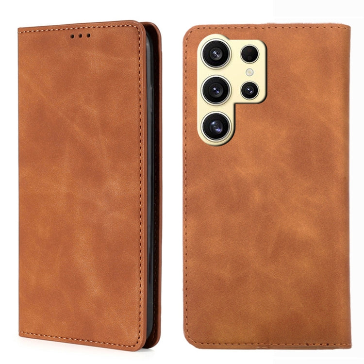 Custodia magnetica in pelle per telefono Skin Feel, For Samsung Galaxy S25+ 5G, For Samsung Galaxy S25 Ultra 5G
