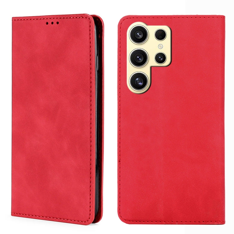 Custodia magnetica in pelle per telefono Skin Feel, For Samsung Galaxy S25+ 5G, For Samsung Galaxy S25 Ultra 5G