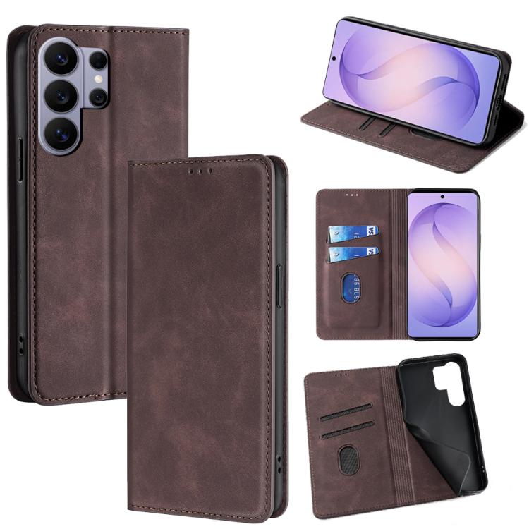 Custodia magnetica in pelle per telefono Skin Feel, For Samsung Galaxy S26+ 5G, For Samsung Galaxy S26 Ultra 5G, For Samsung Galaxy S26 5G, For Samsung Galaxy S25 5G