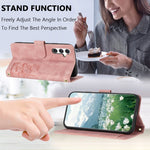 Custodia per telefono in pelle goffrata con tulipani e cordino, For Samsung Galaxy A16 5G / 4G, For Samsung Galaxy A06 4G, For Samsung Galaxy A15 5G / 4G, For Samsung Galaxy A55 5G