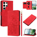 Custodia per telefono in pelle goffrata con tulipani e cordino, For Samsung Galaxy S25+ 5G, For Samsung Galaxy S25 Ultra 5G, For Samsung Galaxy S24 FE 5G, For Samsung Galaxy S24 Ultra 5G