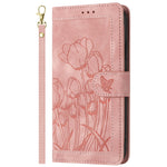 Custodia per telefono in pelle goffrata con tulipani e cordino, For Samsung Galaxy S25+ 5G, For Samsung Galaxy S25 Ultra 5G, For Samsung Galaxy S24 FE 5G, For Samsung Galaxy S24 Ultra 5G
