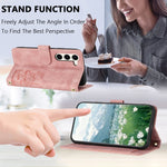 Custodia per telefono in pelle goffrata con tulipani e cordino, For Samsung Galaxy S23+ 5G, For Samsung Galaxy S23 5G, For Samsung Galaxy S20 FE, For Samsung Galaxy S22 Ultra 5G