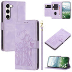 Custodia per telefono in pelle goffrata con tulipani e cordino, For Samsung Galaxy S23+ 5G, For Samsung Galaxy S23 5G, For Samsung Galaxy S20 FE, For Samsung Galaxy S22 Ultra 5G