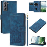 Custodia per telefono in pelle goffrata con tulipani e cordino, For Samsung Galaxy S22+ 5G, For Samsung Galaxy S22 5G, For Samsung Galaxy S21 FE 5G, For Samsung Galaxy S21 5G