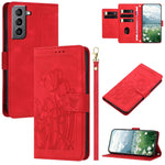 Custodia per telefono in pelle goffrata con tulipani e cordino, For Samsung Galaxy S22+ 5G, For Samsung Galaxy S22 5G, For Samsung Galaxy S21 FE 5G, For Samsung Galaxy S21 5G