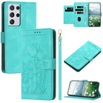 Custodia per telefono in pelle goffrata con tulipani e cordino, For Samsung Galaxy S21+ 5G, For Samsung Galaxy S21 Ultra 5G