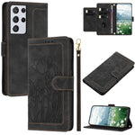 Custodia per telefono in pelle goffrata con tulipani e cordino, For Samsung Galaxy S21+ 5G, For Samsung Galaxy S21 Ultra 5G