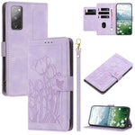 Custodia per telefono in pelle goffrata con tulipani e cordino, For Samsung Galaxy S23+ 5G, For Samsung Galaxy S23 5G, For Samsung Galaxy S20 FE, For Samsung Galaxy S22 Ultra 5G