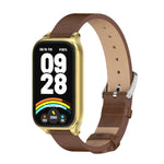 Cinturino per orologio in pelle PU in microfibra con guscio metallico Mijobs, For Xiaomi Smart Band 9 Active / Redmi Band 3
