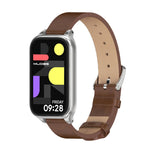 Cinturino per orologio in pelle PU in microfibra con guscio metallico Mijobs, For Xiaomi Smart Band 9 Active / Redmi Band 3