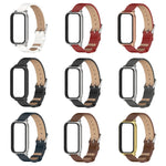 Cinturino per orologio in pelle PU in microfibra con guscio metallico Mijobs, For Xiaomi Smart Band 9 Active / Redmi Band 3