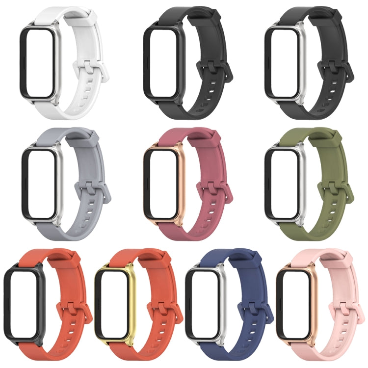 Cinturino per orologio in silicone con guscio metallico Mijobs, For Xiaomi Smart Band 9 Active / Redmi Band 3