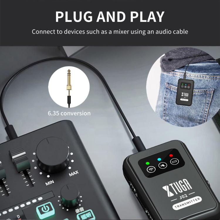XTUGA J02 2.4G Stereo Wireless In-Ear Mini Monitor System con trasmettitore e ricevitore, J02