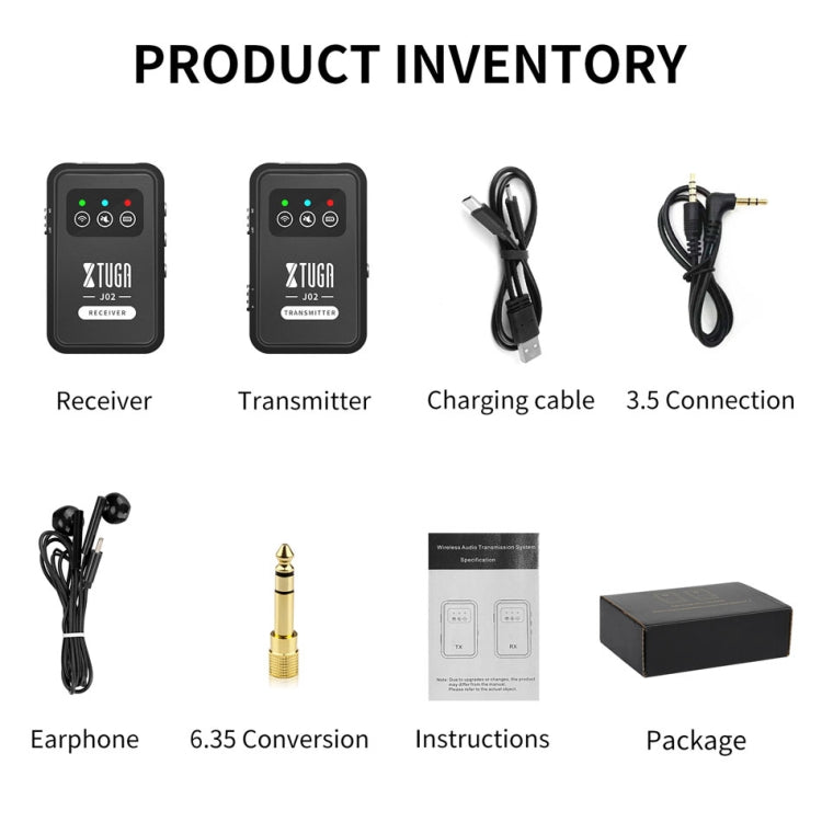XTUGA J02 2.4G Stereo Wireless In-Ear Mini Monitor System con trasmettitore e ricevitore, J02