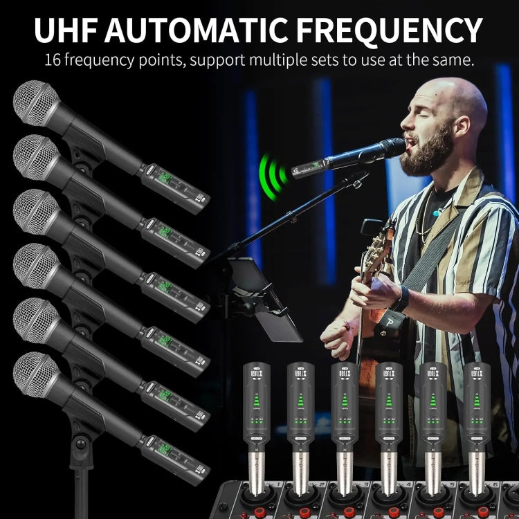 Trasmettitore e ricevitore wireless XLR UHF per microfono