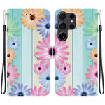 Custodia per telefono in pelle con disegno colorato con texture di cristallo, For Samsung Galaxy S24 Ultra 5G