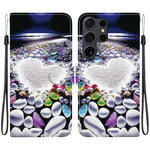 Custodia per telefono in pelle con disegno colorato con texture di cristallo, For Samsung Galaxy S24 Ultra 5G