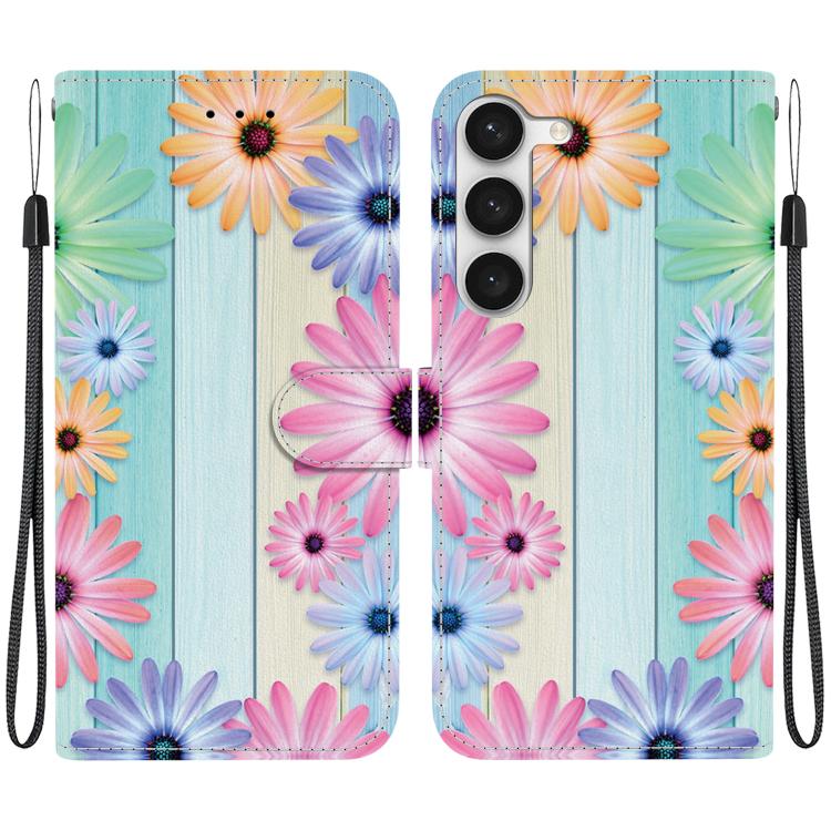 Custodia per telefono in pelle con disegno colorato con texture di cristallo, For Samsung Galaxy S23 5G