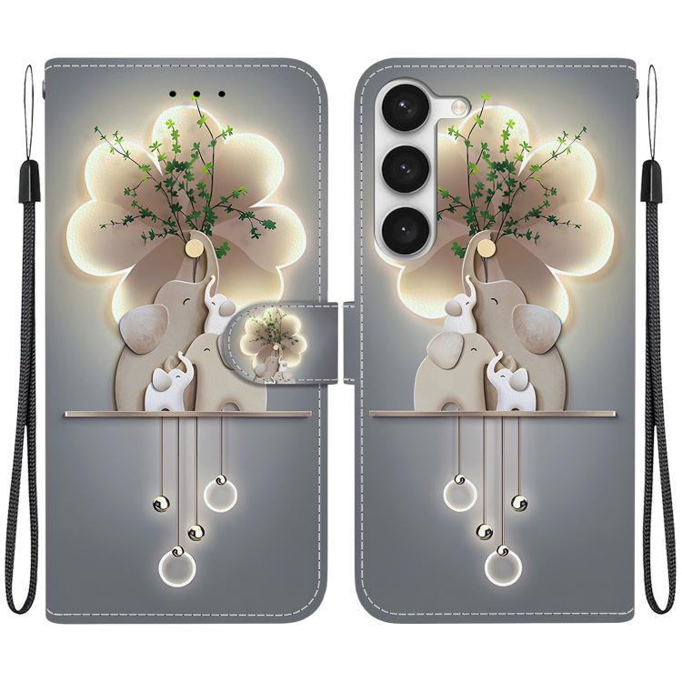 Custodia per telefono in pelle con disegno colorato con texture di cristallo, For Samsung Galaxy S23+ 5G