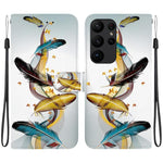 Custodia per telefono in pelle con disegno colorato con texture di cristallo, For Samsung Galaxy S23 Ultra 5G