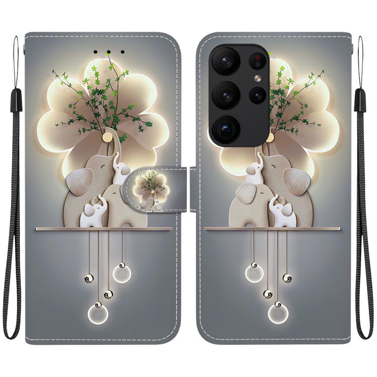 Custodia per telefono in pelle con disegno colorato con texture di cristallo, For Samsung Galaxy S23 Ultra 5G