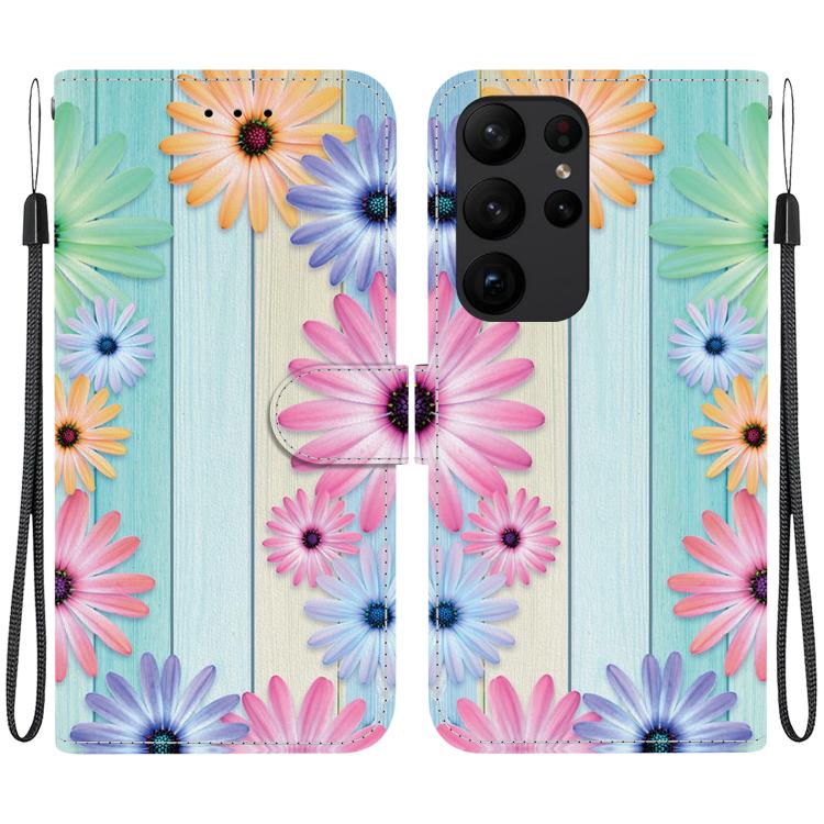 Custodia per telefono in pelle con disegno colorato con texture di cristallo, For Samsung Galaxy S23 Ultra 5G
