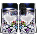 Custodia per telefono in pelle con disegno colorato con texture di cristallo, For Samsung Galaxy S23 Ultra 5G