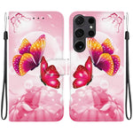 Custodia per telefono in pelle con disegno colorato con texture di cristallo, For Samsung Galaxy S22 Ultra 5G