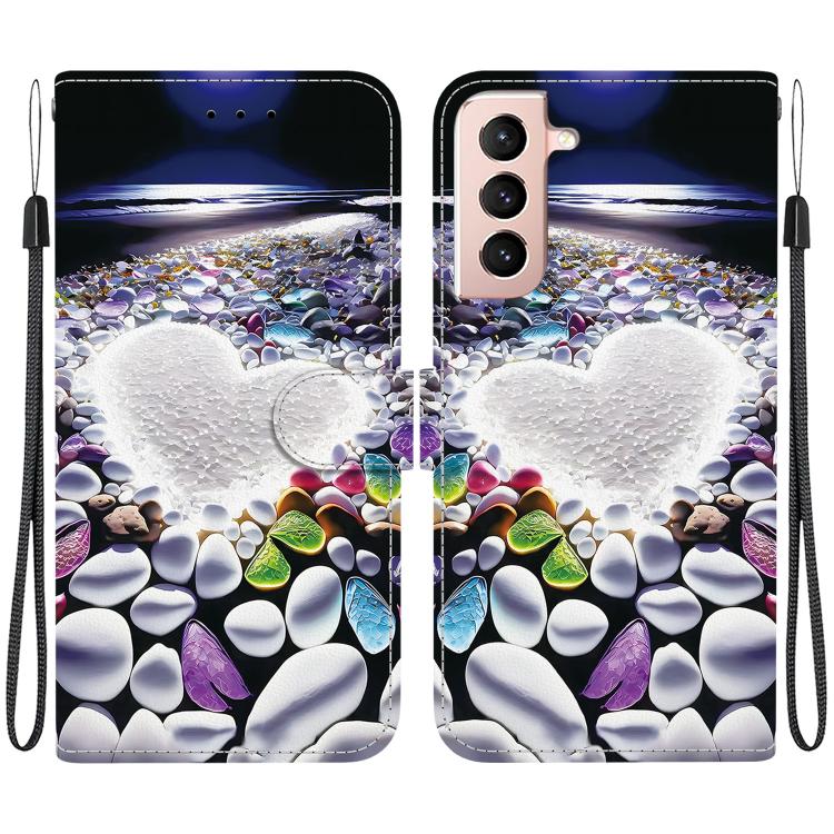 Custodia per telefono in pelle con disegno colorato con texture di cristallo, For Samsung Galaxy S22 5G