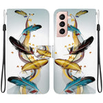 Custodia per telefono in pelle con disegno colorato con texture di cristallo, For Samsung Galaxy S21 5G