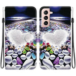 Custodia per telefono in pelle con disegno colorato con texture di cristallo, For Samsung Galaxy S21 5G