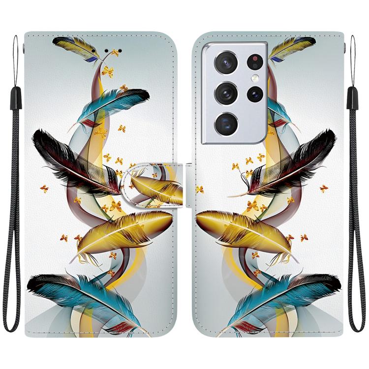 Custodia per telefono in pelle con disegno colorato con texture di cristallo, For Samsung Galaxy S21 Ultra 5G