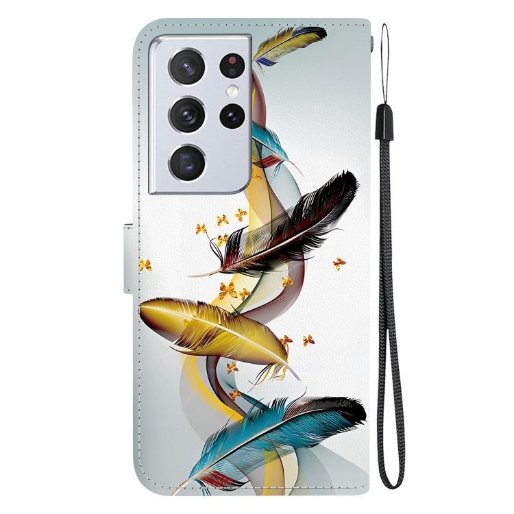 Custodia per telefono in pelle con disegno colorato con texture di cristallo, For Samsung Galaxy S21 Ultra 5G