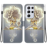 Custodia per telefono in pelle con disegno colorato con texture di cristallo, For Samsung Galaxy S21 Ultra 5G