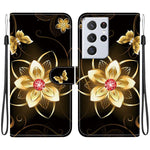 Custodia per telefono in pelle con disegno colorato con texture di cristallo, For Samsung Galaxy S21 Ultra 5G