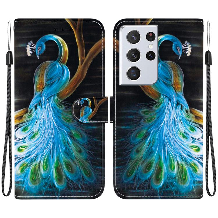 Custodia per telefono in pelle con disegno colorato con texture di cristallo, For Samsung Galaxy S21 Ultra 5G